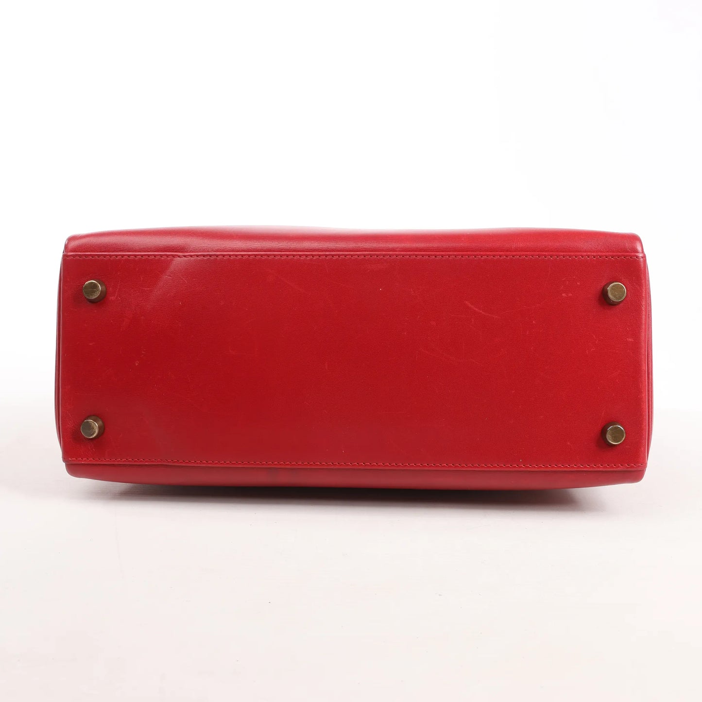 HERMÈS Kelly 28 Le Tournay Box Leather 2Way Handbag in Rouge ○U:1991