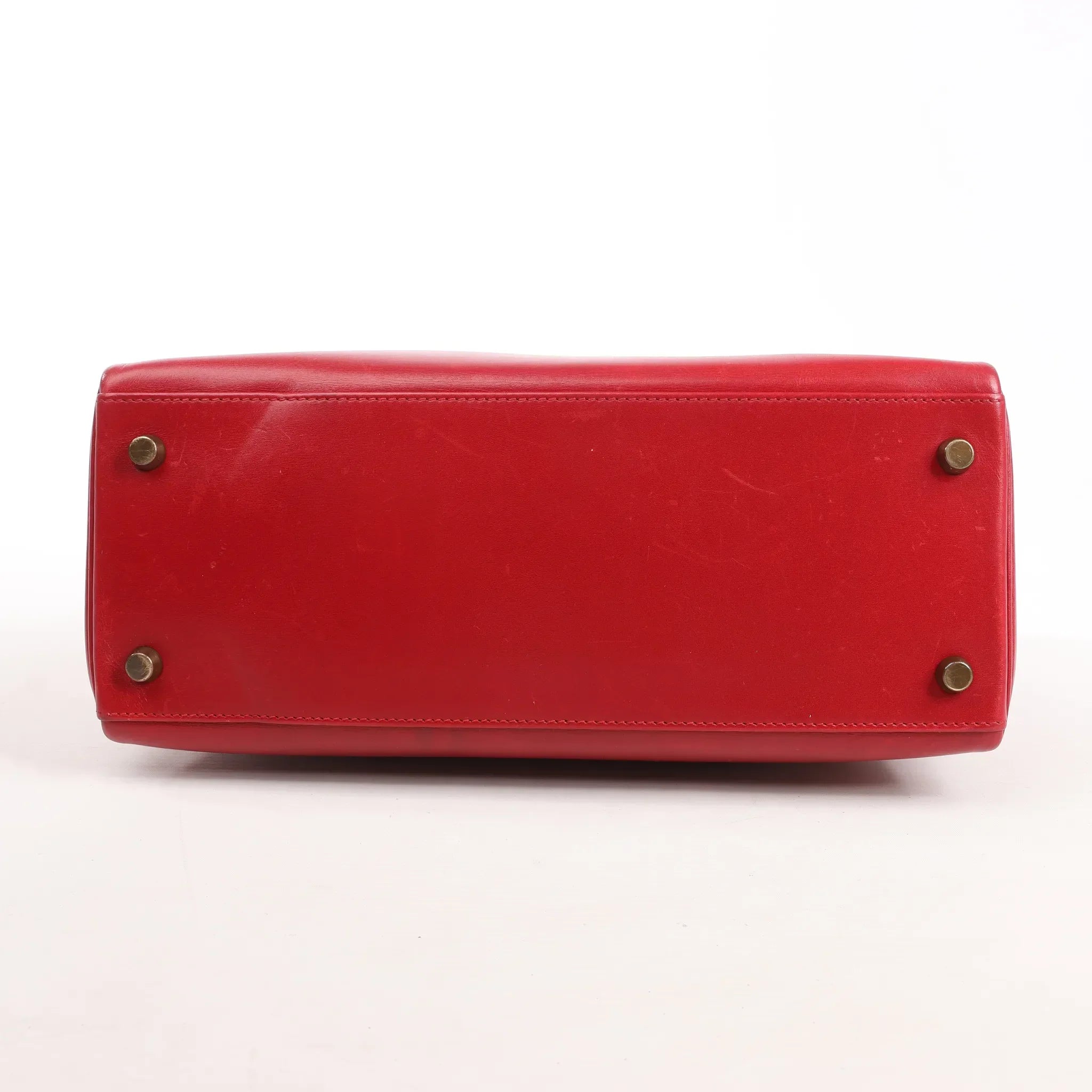 HERMÈS Kelly 28 Le Tournay Box Leather 2Way Handbag in Rouge ○U:1991