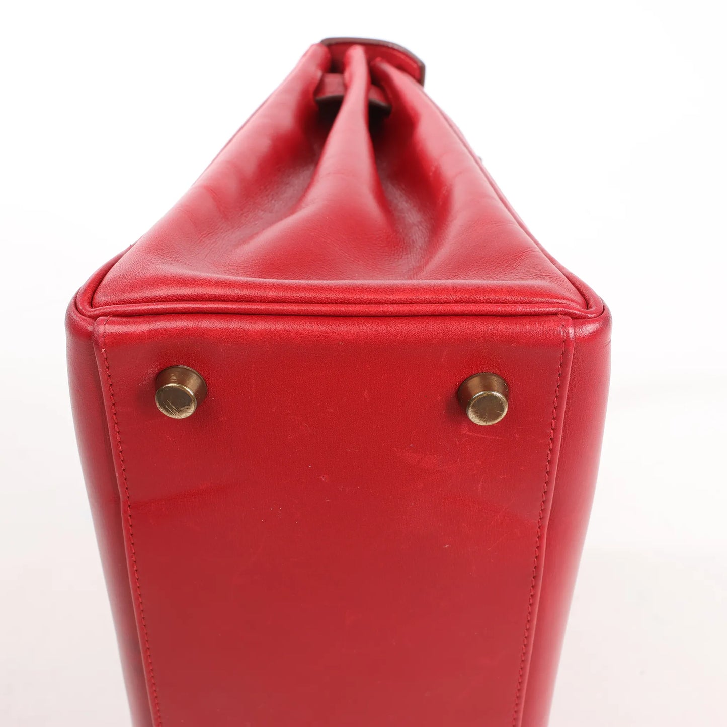 HERMÈS Kelly 28 Le Tournay Box Leather 2Way Handbag in Rouge ○U:1991