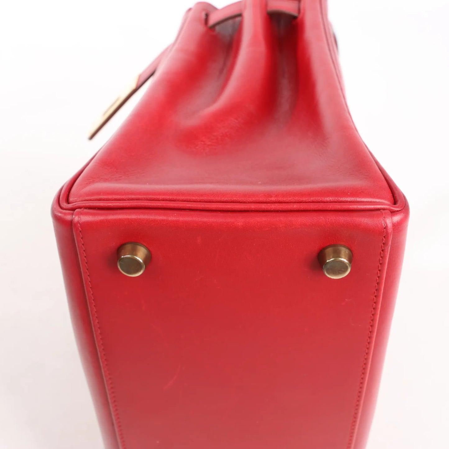 HERMÈS Kelly 28 Le Tournay Box Leather 2Way Handbag in Rouge ○U:1991