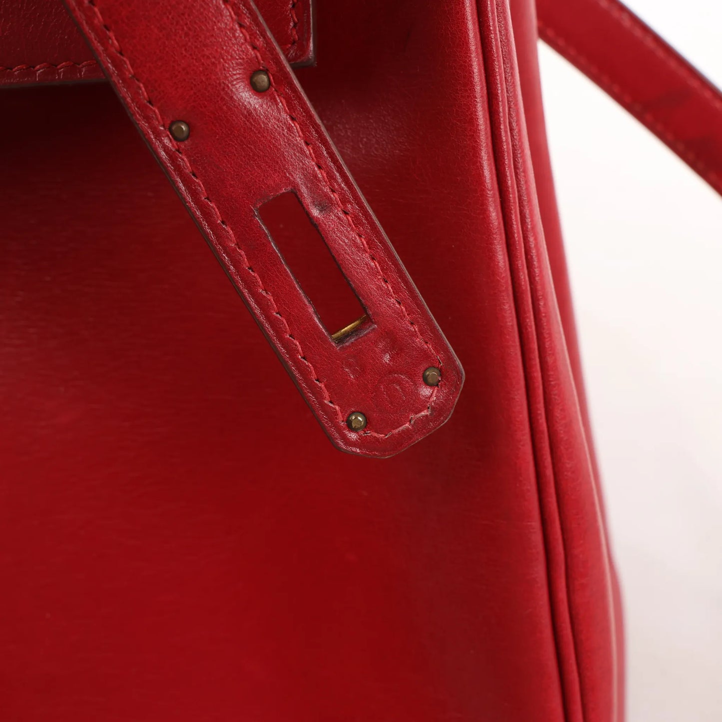 HERMÈS Kelly 28 Le Tournay Box Leather 2Way Handbag in Rouge ○U:1991