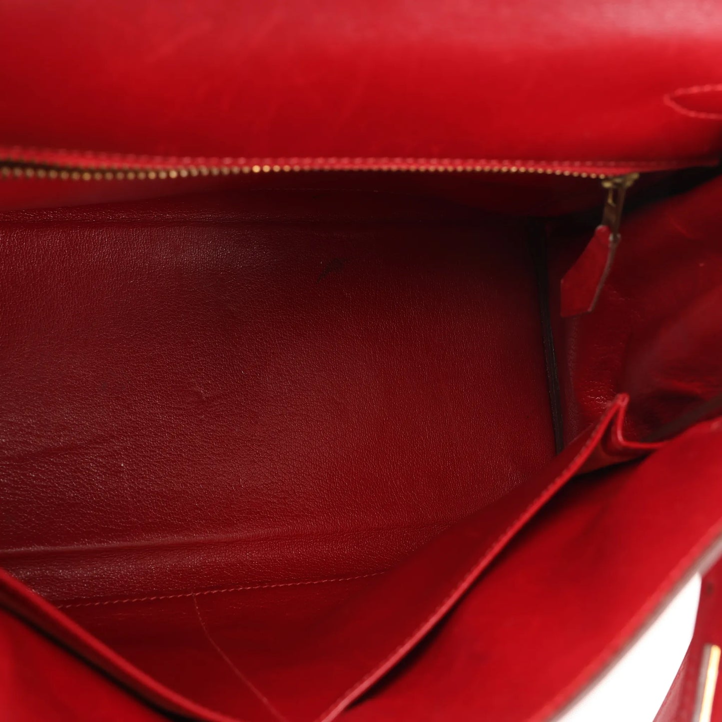 HERMÈS Kelly 28 Le Tournay Box Leather 2Way Handbag in Rouge ○U:1991