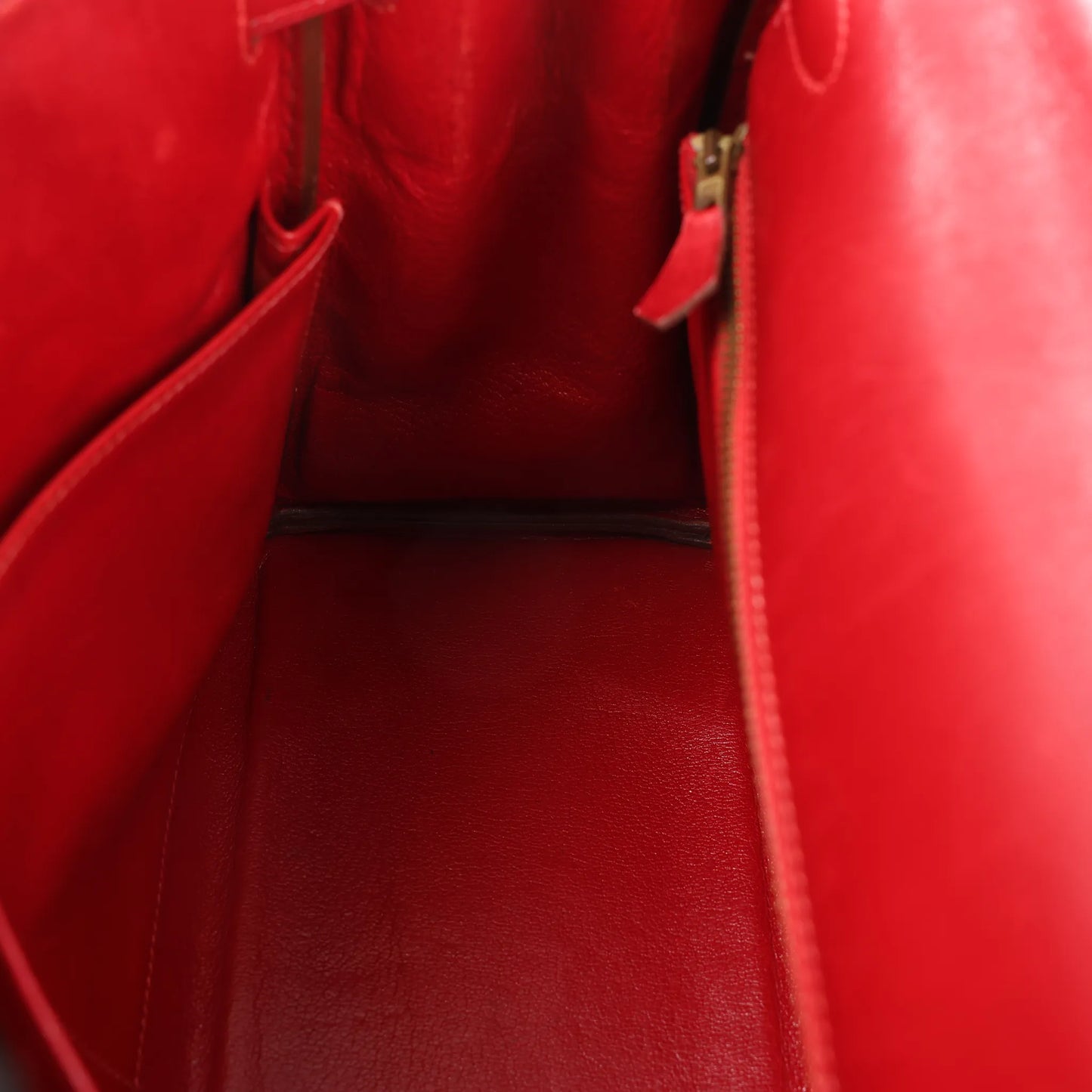 HERMÈS Kelly 28 Le Tournay Box Leather 2Way Handbag in Rouge ○U:1991