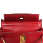 HERMÈS Kelly 28 Le Tournay Box Leather 2Way Handbag in Rouge ○U:1991