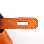 HERMÈS Kelly 28 Le Tournay Taurillon Clemence Handbag in Orange Silver Metal Fittings □H: 2004