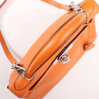 HERMÈS Kelly 28 Le Tournay Taurillon Clemence Handbag in Orange Silver Metal Fittings □H: 2004