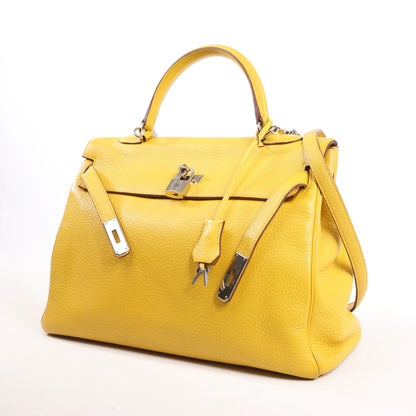 HERMÈS Kelly 35 Le Tournay Taurillon Clemence Handbag in Soleil □M: 2009