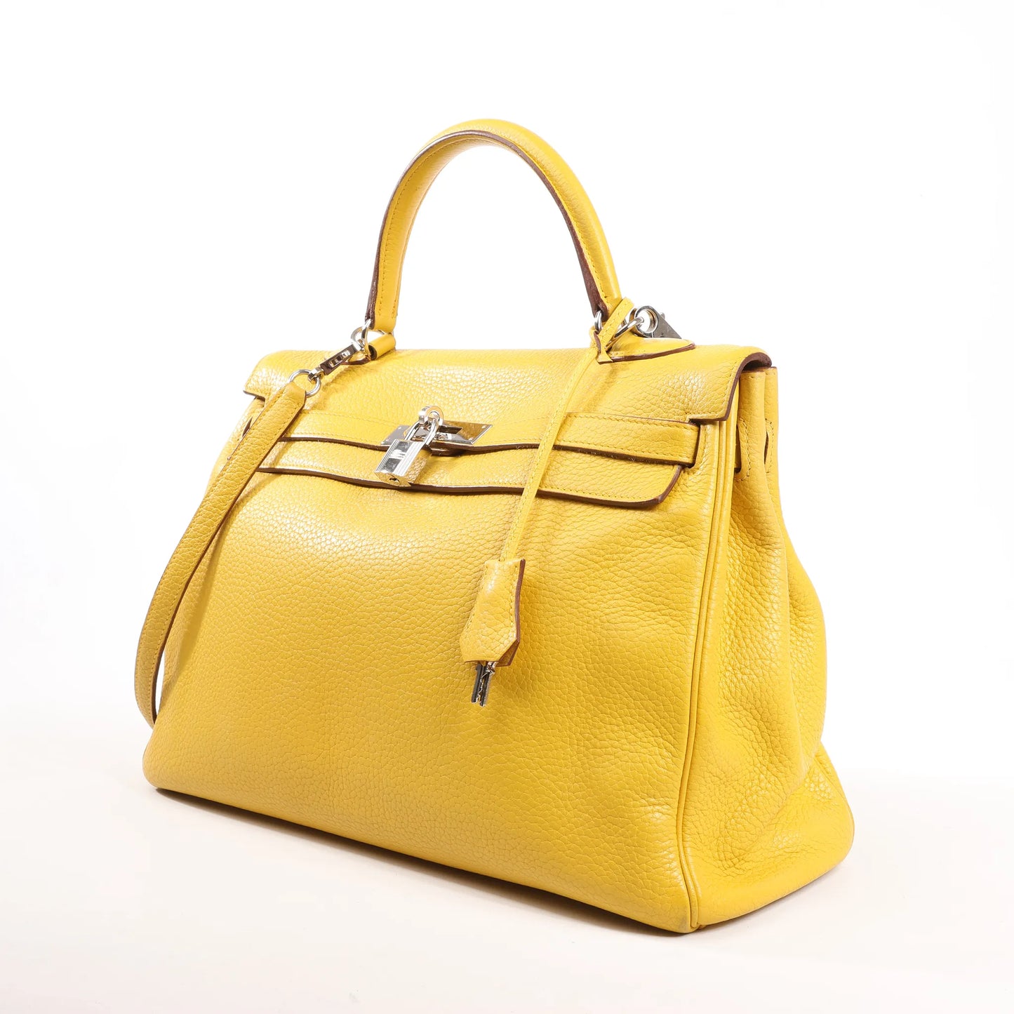 HERMÈS Kelly 35 Le Tournay Taurillon Clemence Handbag in Soleil □M: 2009