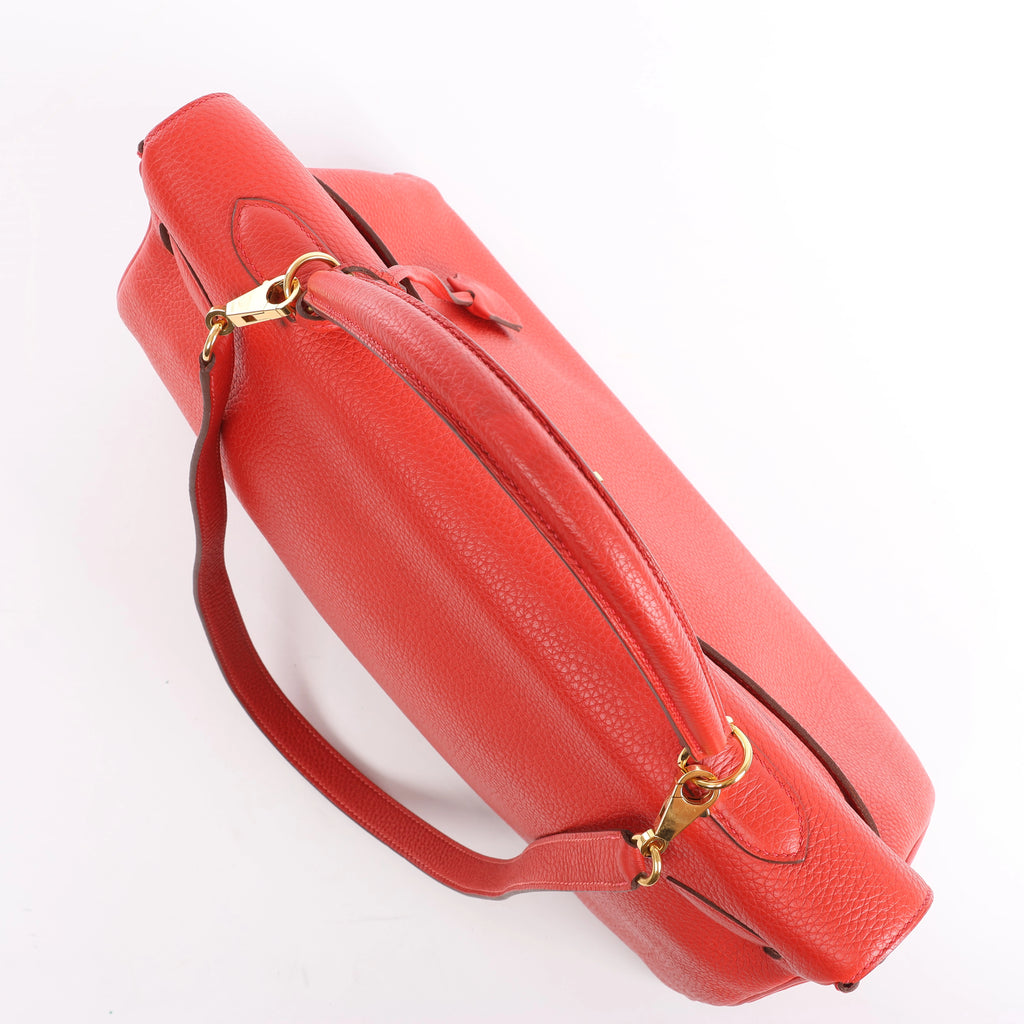 Hermes Kelly 40 Le Tournay Taurillon Clemence 2Way Handbag in Red □P:2012