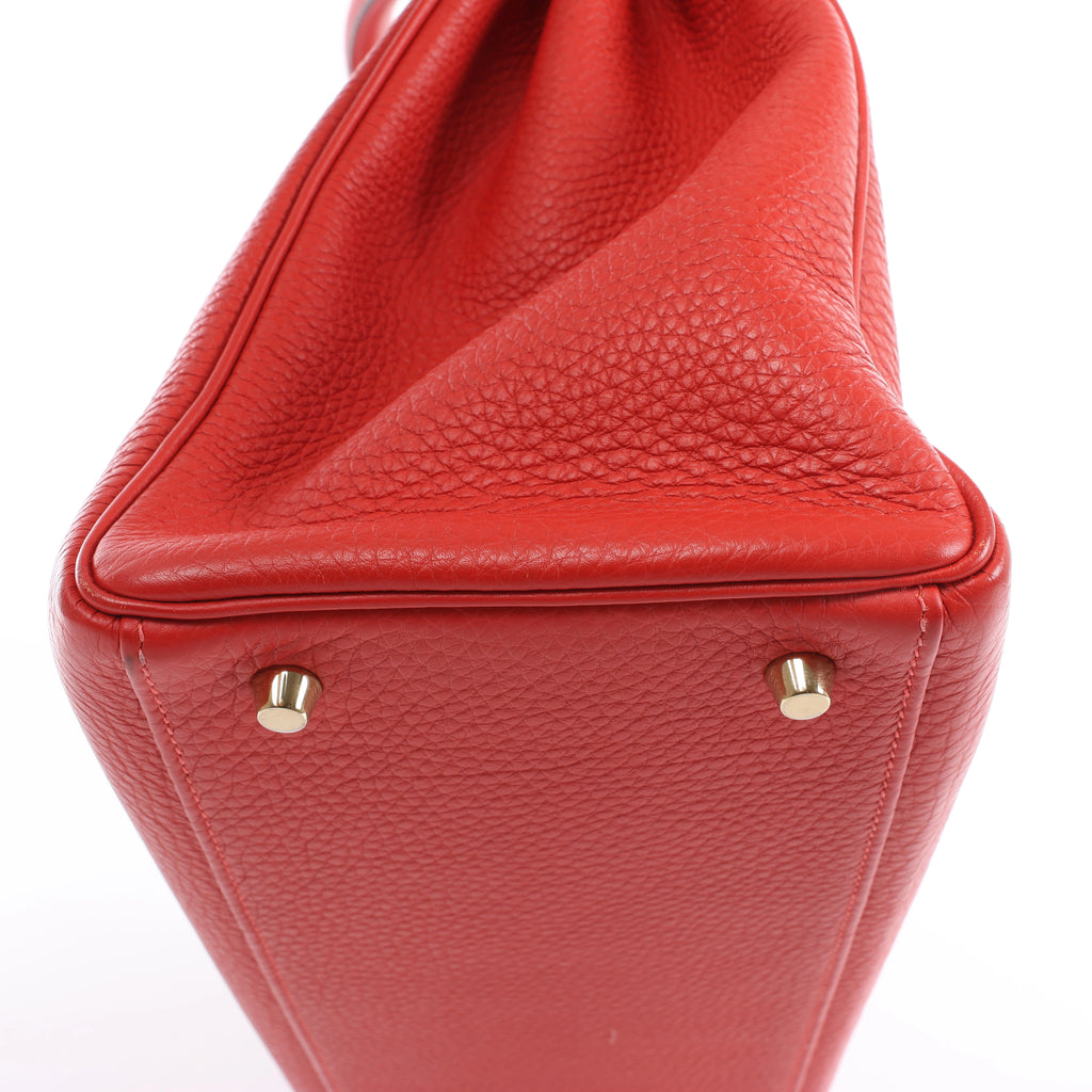 Hermes Kelly 40 Le Tournay Taurillon Clemence 2Way Handbag in Red □P:2012