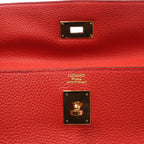 Hermes Kelly 40 Le Tournay Taurillon Clemence 2Way Handbag in Red □P:2012