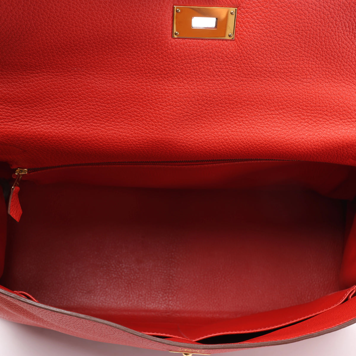 Hermes Kelly 40 Le Tournay Taurillon Clemence 2Way Handbag in Red □P:2012