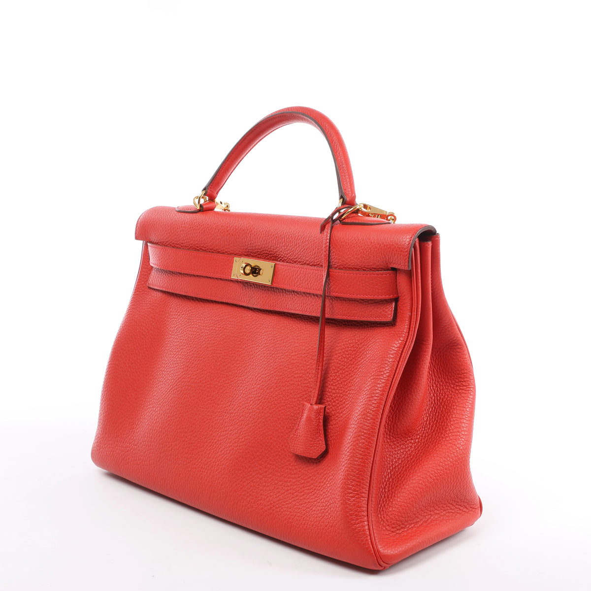Hermes Kelly 40 Le Tournay Taurillon Clemence 2Way Handbag in Red □P:2012