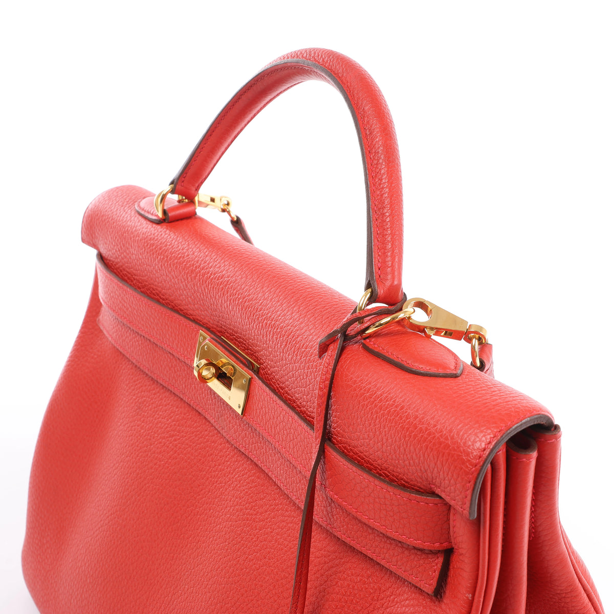 Hermes Kelly 40 Le Tournay Taurillon Clemence 2Way Handbag in Red □P:2012
