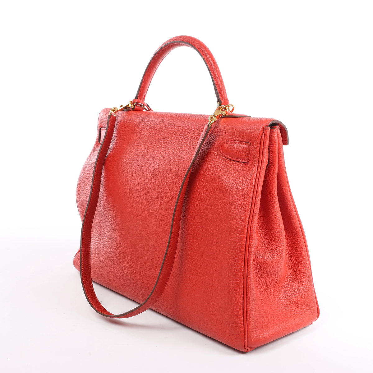 Hermes Kelly 40 Le Tournay Taurillon Clemence 2Way Handbag in Red □P:2012