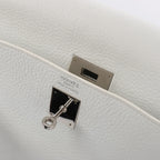 HERMÈS Kelly 40 Le Tournay Taurillon Clemence Handbag in White □D: 2000