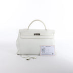 HERMÈS Kelly 40 Le Tournay Taurillon Clemence Handbag in White □D: 2000