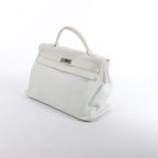 HERMÈS Kelly 40 Le Tournay Taurillon Clemence Handbag in White □D: 2000