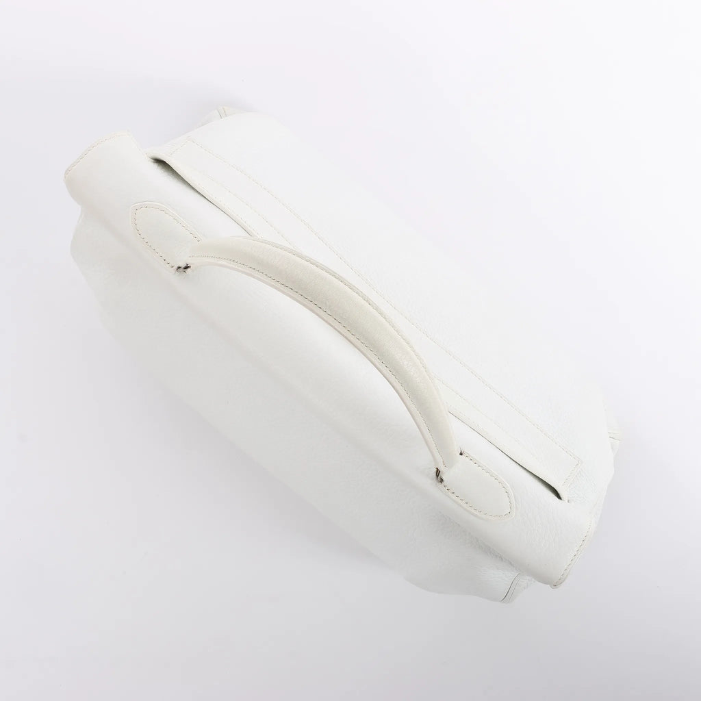 HERMÈS Kelly 40 Le Tournay Taurillon Clemence Handbag in White □D: 2000
