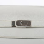 HERMÈS Kelly 40 Le Tournay Taurillon Clemence Handbag in White □D: 2000