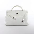 HERMÈS Kelly 40 Le Tournay Taurillon Clemence Handbag in White □D: 2000