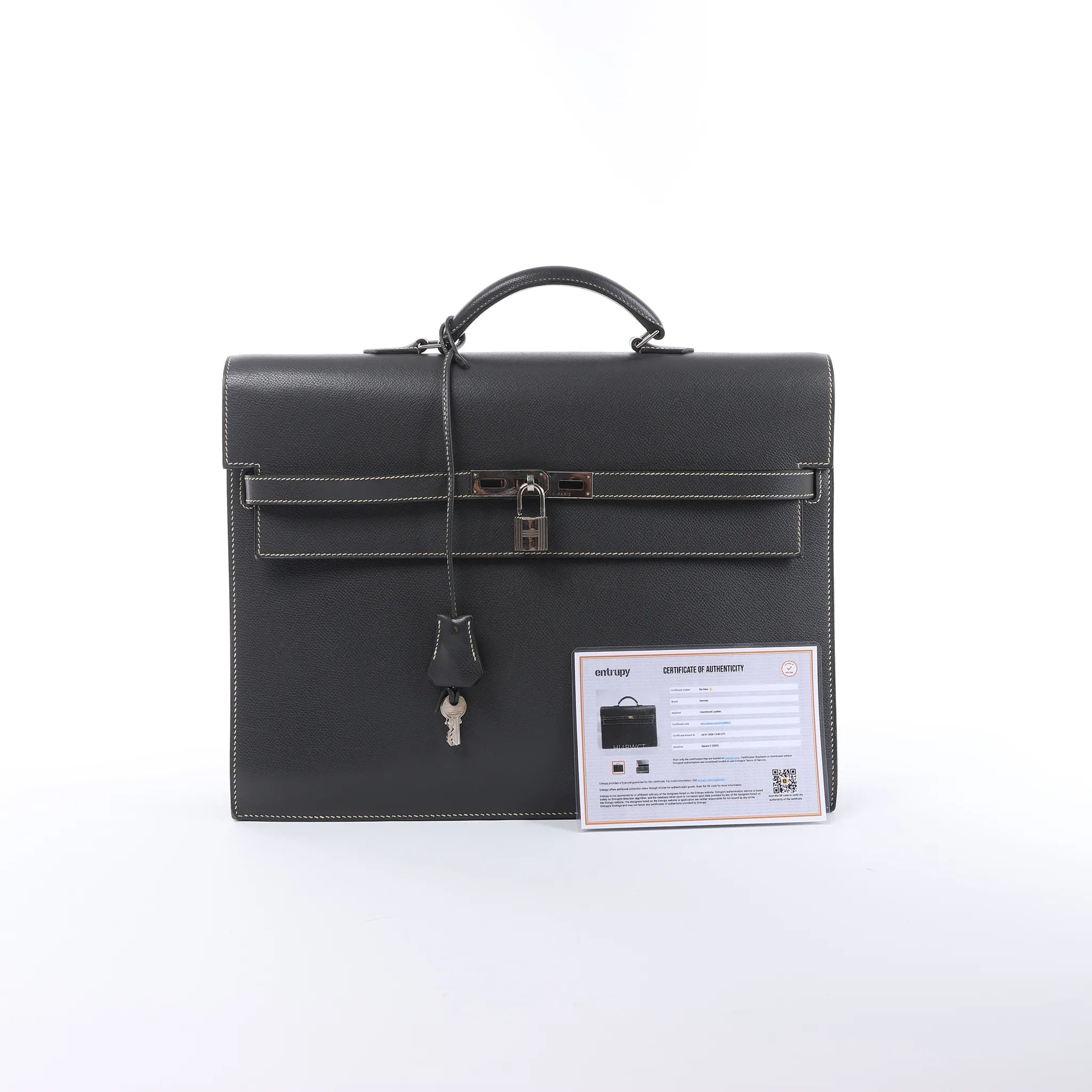 HERMÈS Kelly Depeche 38 Cushbell Handbag in Gray □F: 2002