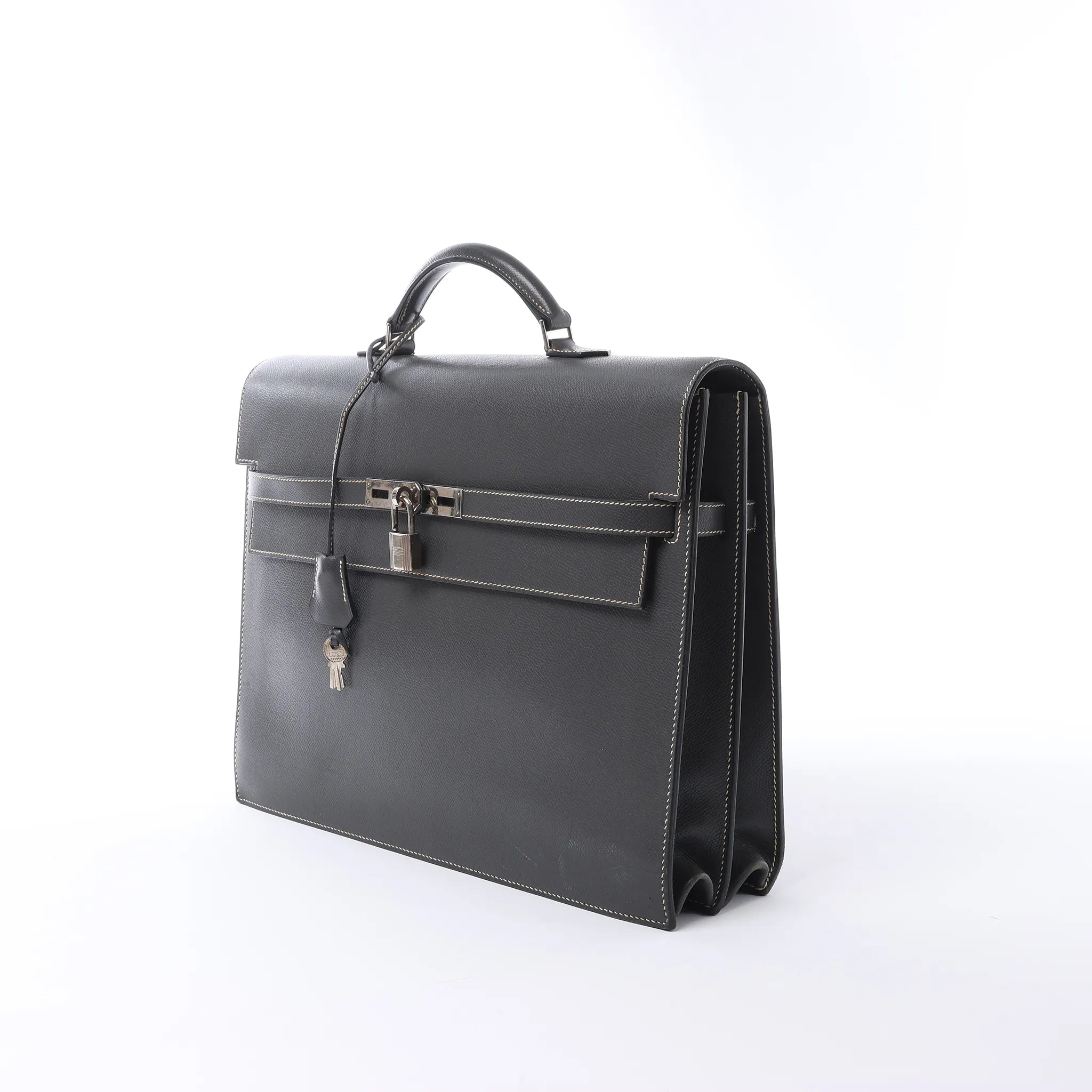 HERMÈS Kelly Depeche 38 Cushbell Handbag in Gray □F: 2002