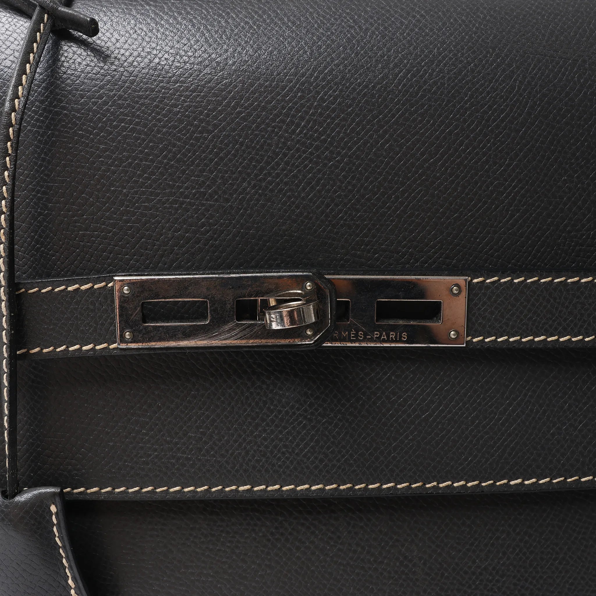 HERMÈS Kelly Depeche 38 Cushbell Handbag in Gray □F: 2002