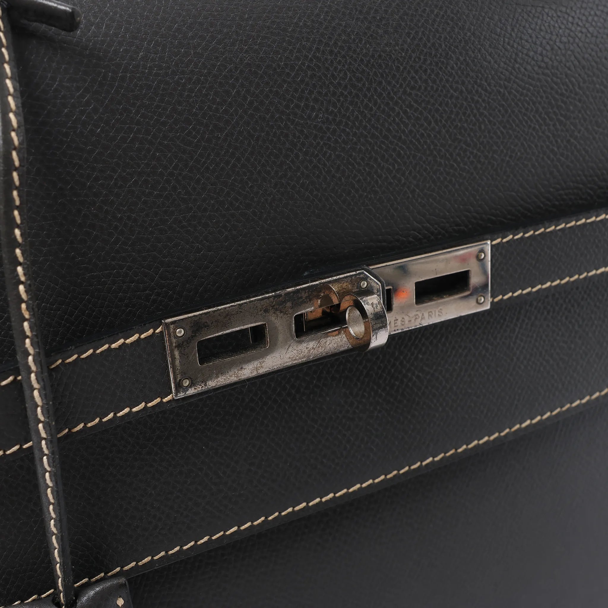 HERMÈS Kelly Depeche 38 Cushbell Handbag in Gray □F: 2002
