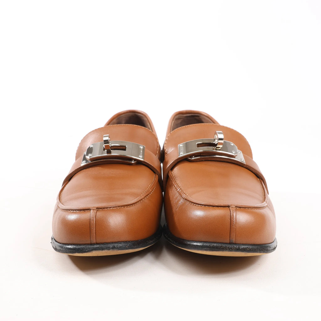 HERMES Kelly Leather Loafer in Brown, Size 37 EU
