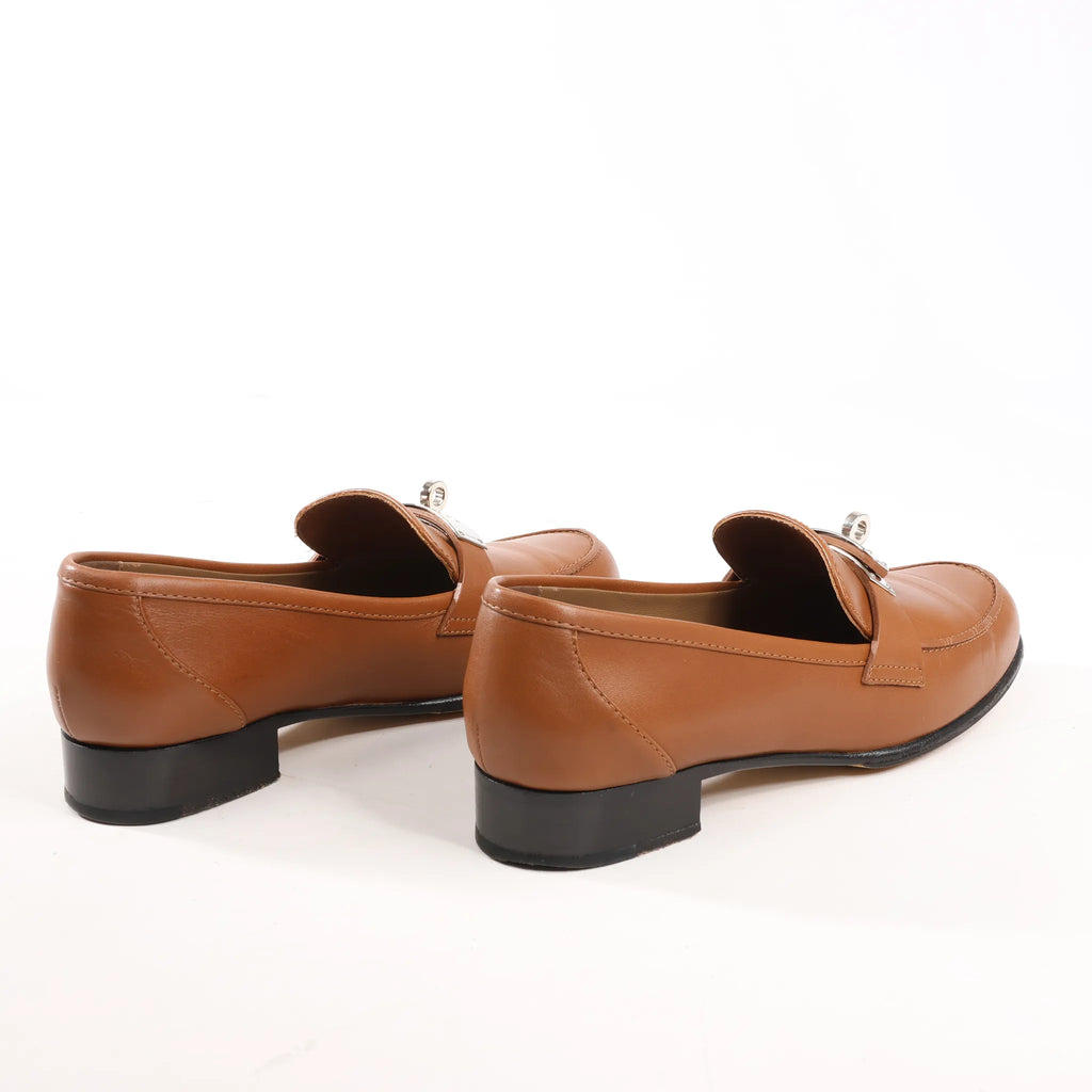 HERMES Kelly Leather Loafer in Brown, Size 37 EU
