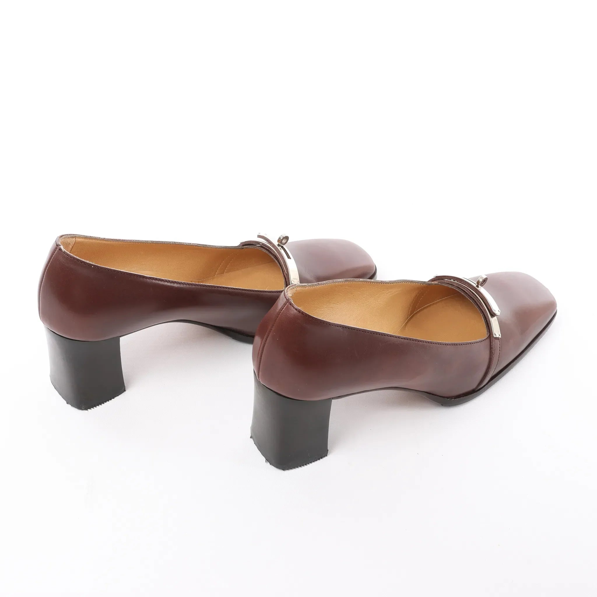 HERMES Kelly Leather Pumps in Brown, Size 38 EU