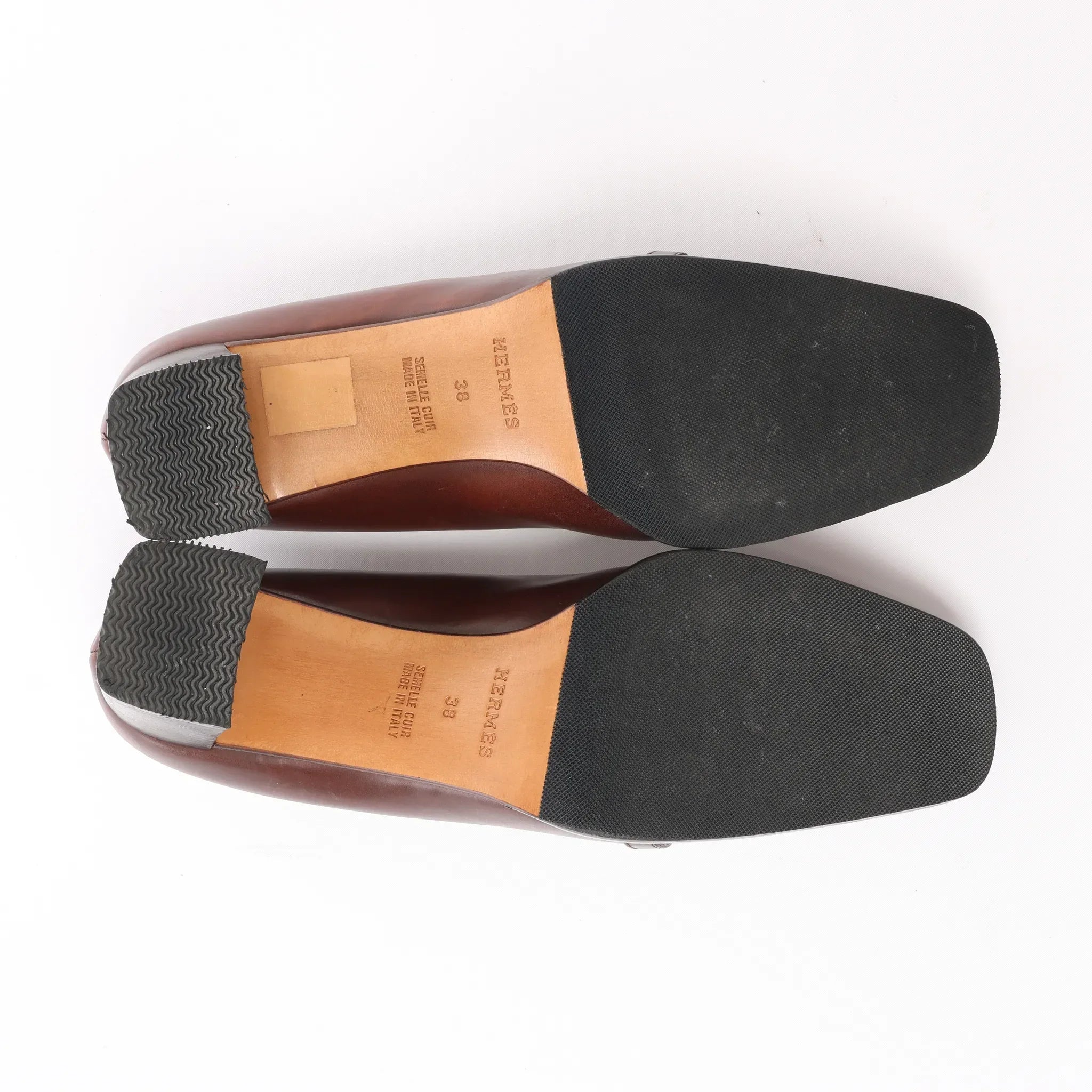 HERMES Kelly Leather Pumps in Brown, Size 38 EU