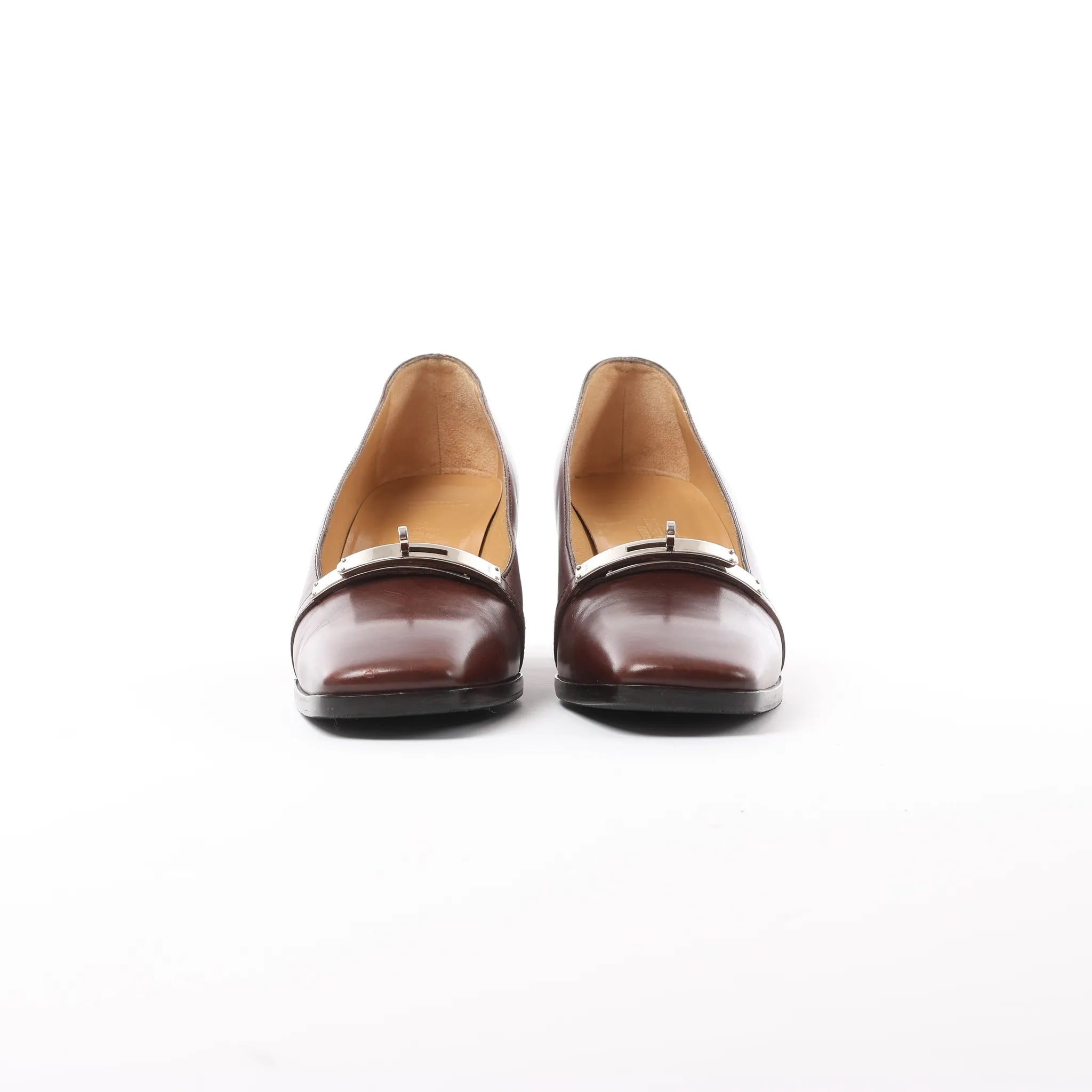 HERMES Kelly Leather Pumps in Brown, Size 38 EU