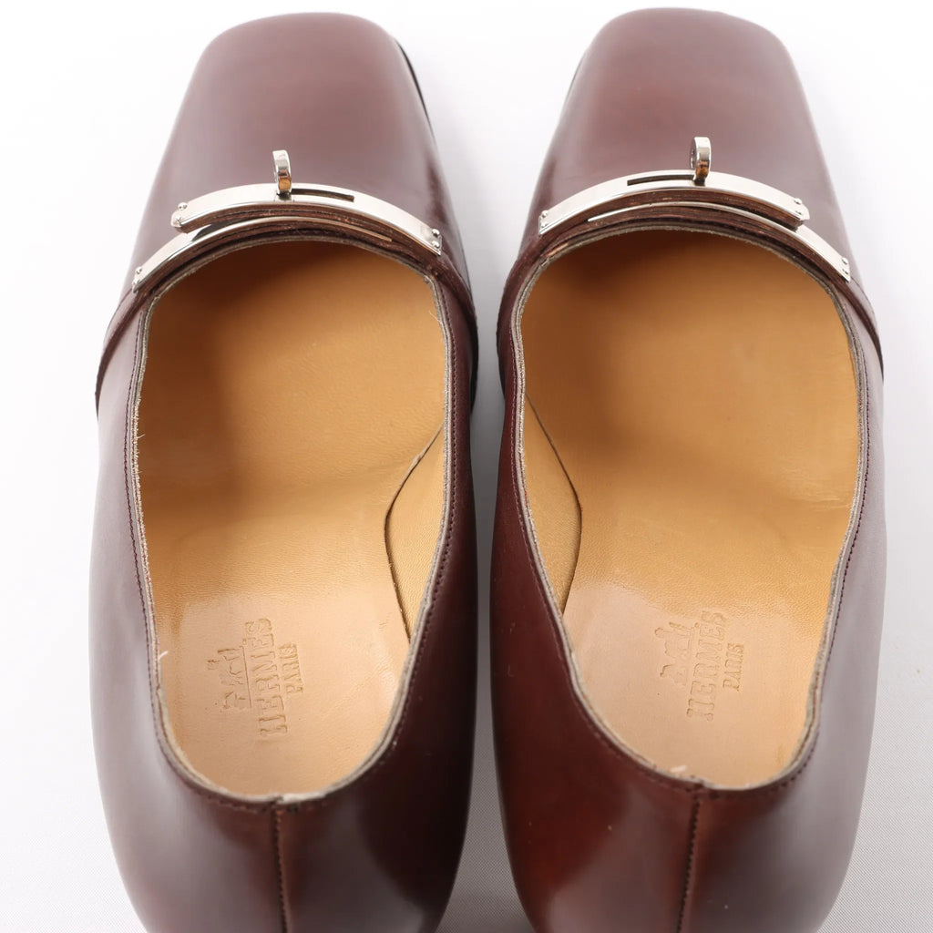 HERMES Kelly Leather Pumps in Brown, Size 38 EU