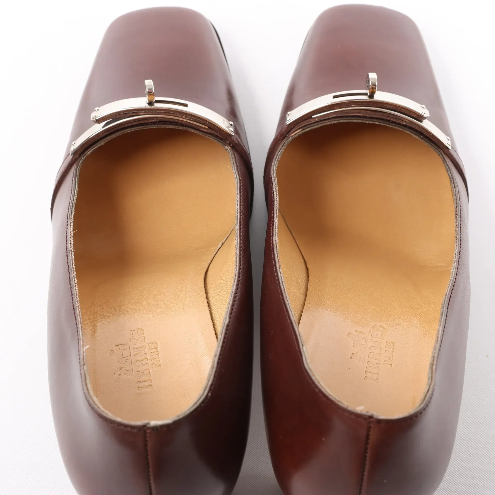 HERMES Kelly Leather Pumps in Brown, Size 38 EU