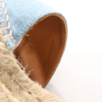 Hermès Kelly Tivoli Denim Wedge Sole Espadrilles Sandals in Light Blue, Size 37 EU