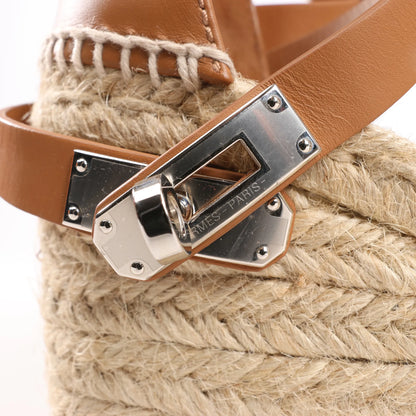 Hermès Kelly Tivoli Denim Wedge Sole Espadrilles Sandals in Light Blue, Size 37 EU