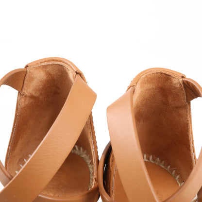 Hermès Kelly Tivoli Denim Wedge Sole Espadrilles Sandals in Light Blue, Size 37 EU