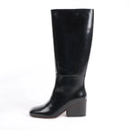 Hermes New Jersey Leather Long Boots in Black, Size 38 EU