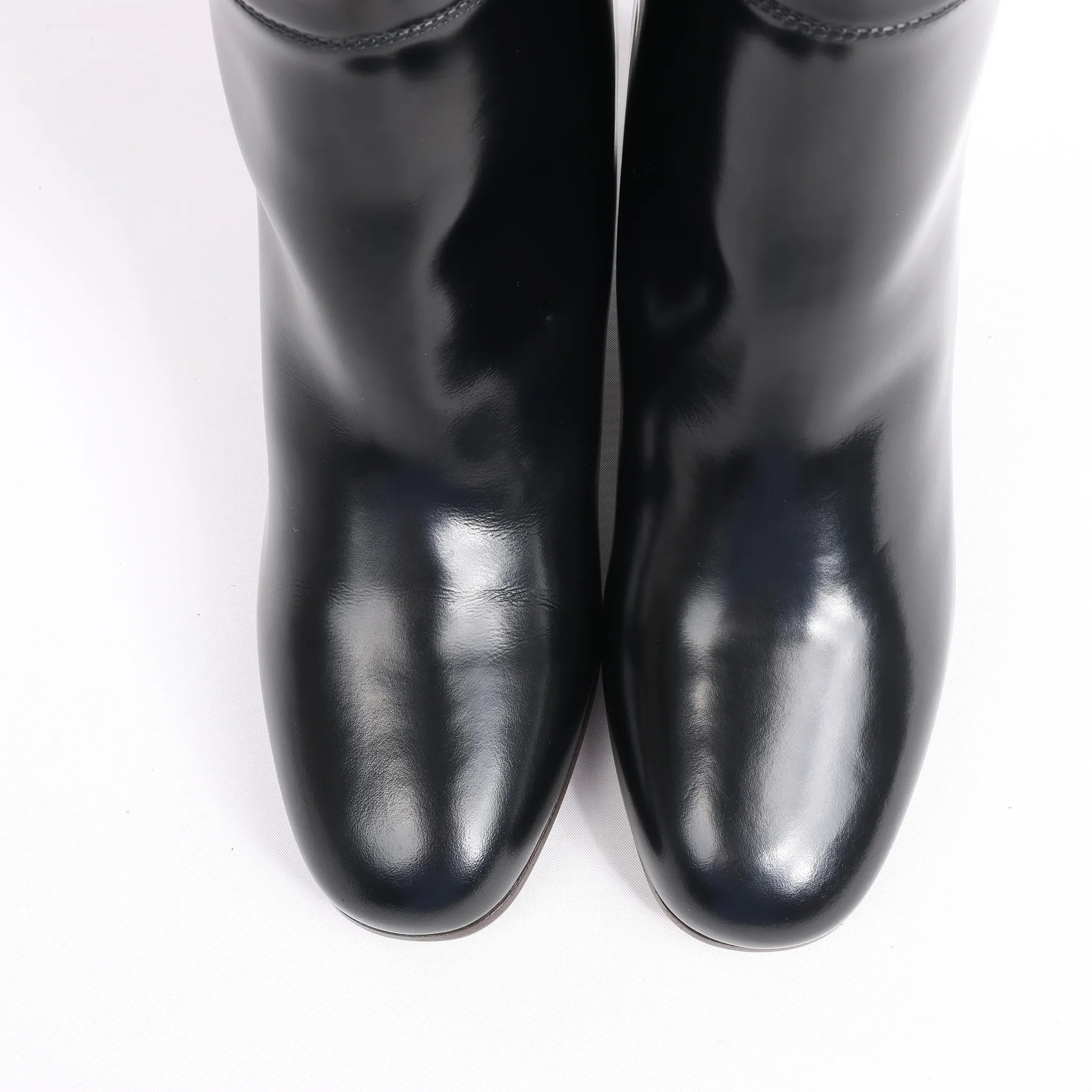 Hermes New Jersey Leather Long Boots in Black, Size 38 EU