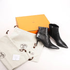 Hermes Leather Ankle Boots in Black, Size 38.5 EU