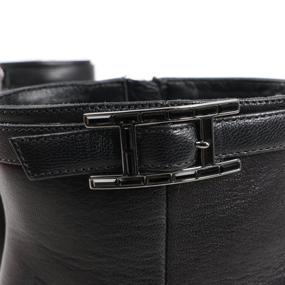 Hermes Leather Ankle Boots in Black, Size 38.5 EU