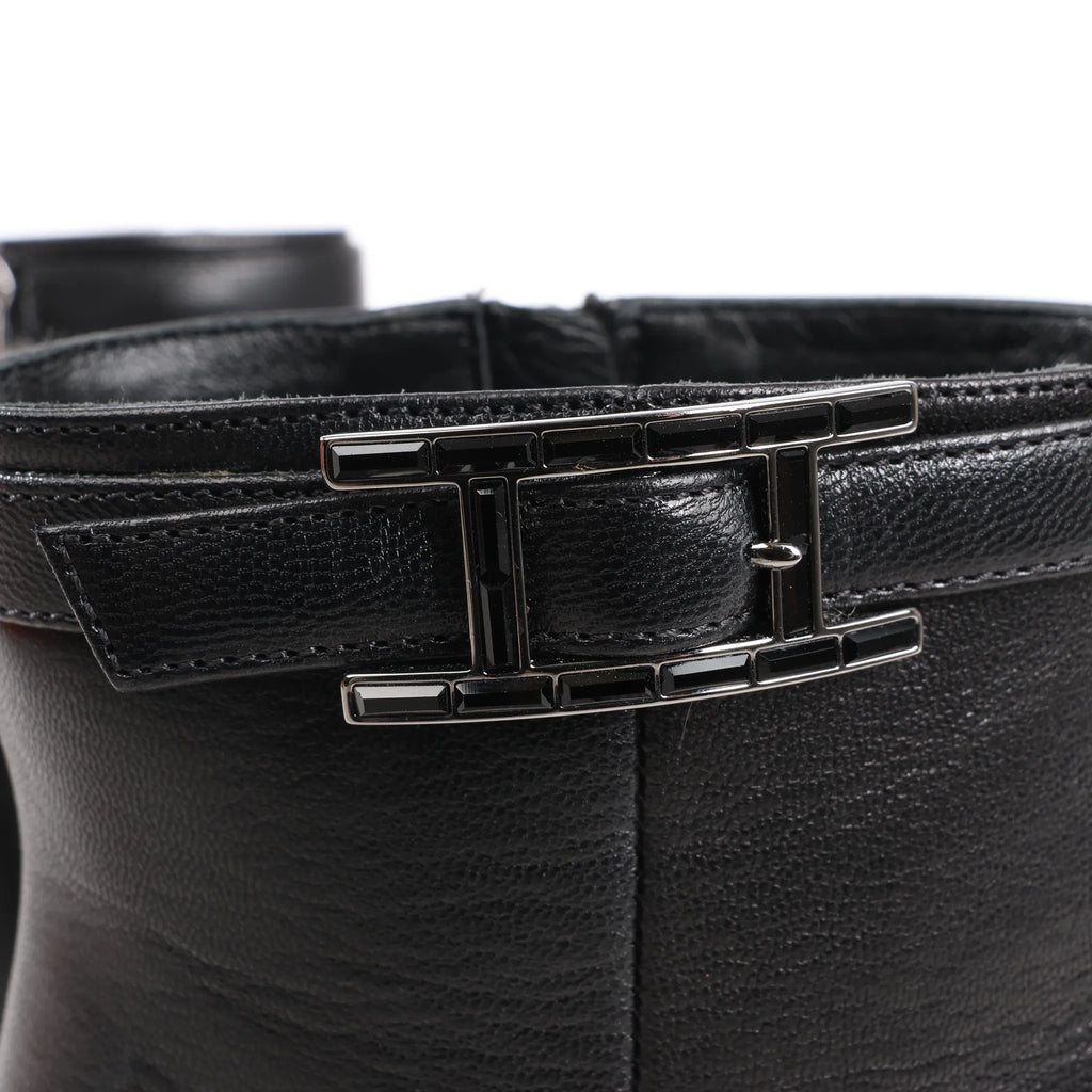 Hermes Leather Ankle Boots in Black, Size 38.5 EU