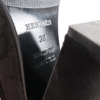 HERMES Leather & Suede Strap Heels in Black, Size 38 EU