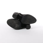 HERMES Leather & Suede Strap Heels in Black, Size 38 EU