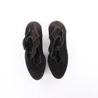 HERMES Leather & Suede Strap Heels in Black, Size 38 EU