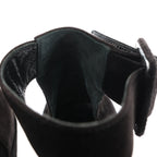 HERMES Leather & Suede Strap Heels in Black, Size 38 EU
