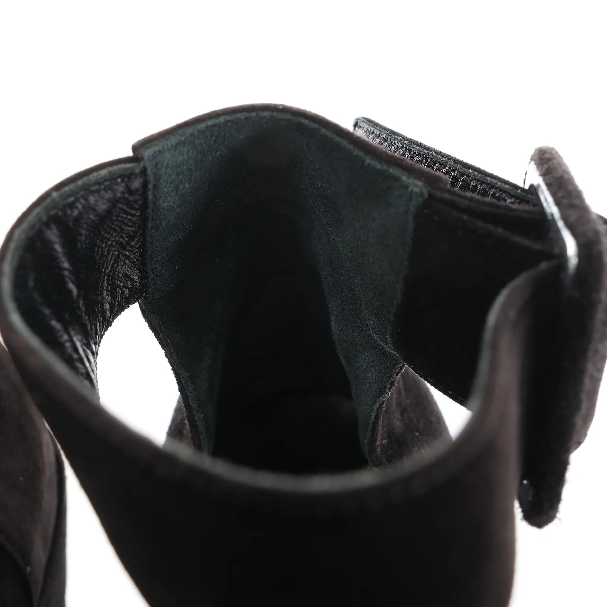 HERMES Leather & Suede Strap Heels in Black, Size 38 EU