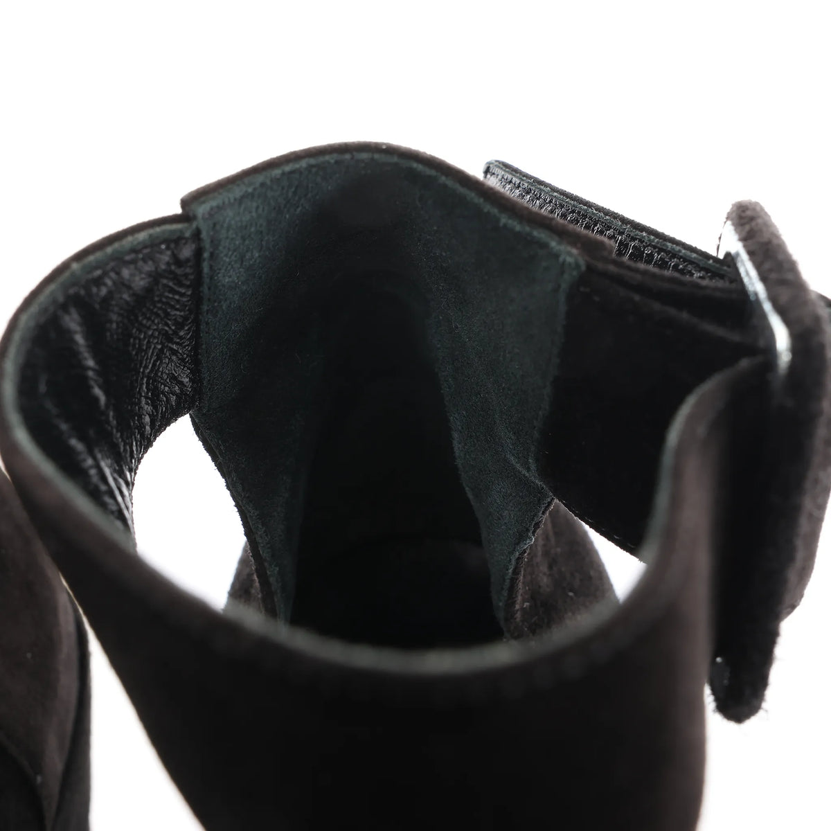 HERMES Leather & Suede Strap Heels in Black, Size 38 EU